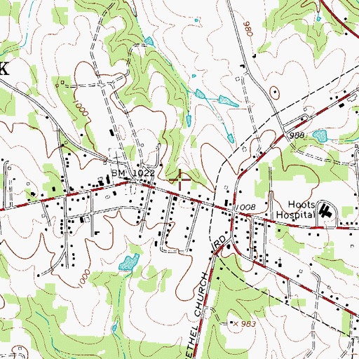 Topographic Map of Yadkin County Rescue Squad, NC
