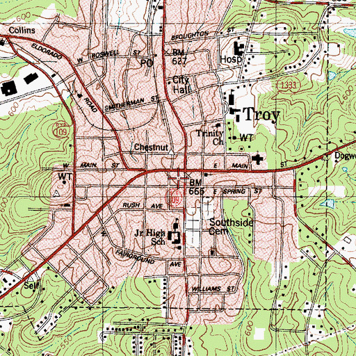 Topographic Map of Montgomery County Rescue Squad, NC