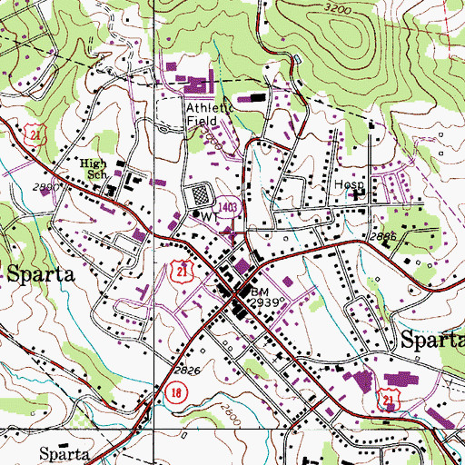 Topographic Map of Alleghany County Emergency Medical Services, NC