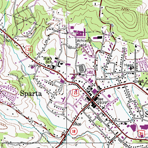 Topographic Map of Alleghany County Rescue Squad, NC
