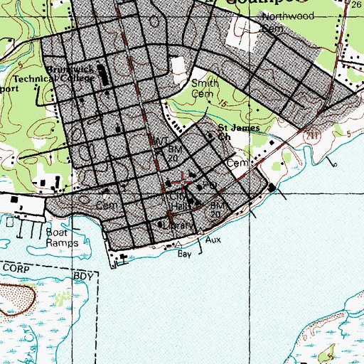 Topographic Map of Southport Rescue Squad, NC