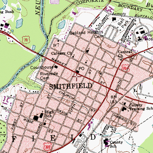 Topographic Map of Smithfield Emergency Medical Services, NC