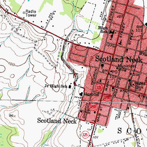 Topographic Map of Halifax Emergency Medical Services Station 3 - Scotland Neck Rescue Squad, NC
