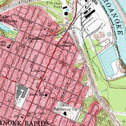Topographic Map of Roanoke Valley Rescue Squad, NC