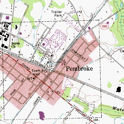 Topographic Map of Pembroke Rescue Squad, NC