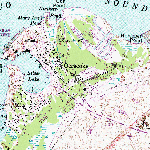 Topographic Map of Ocracoke Island Emergency Medical Services District 2, NC