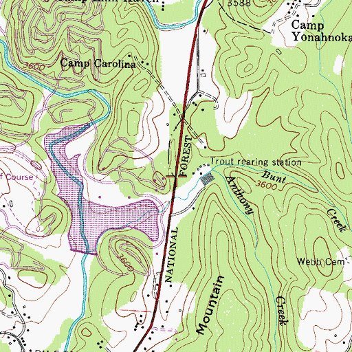 Topographic Map of Linville - Central Rescue Squad, NC