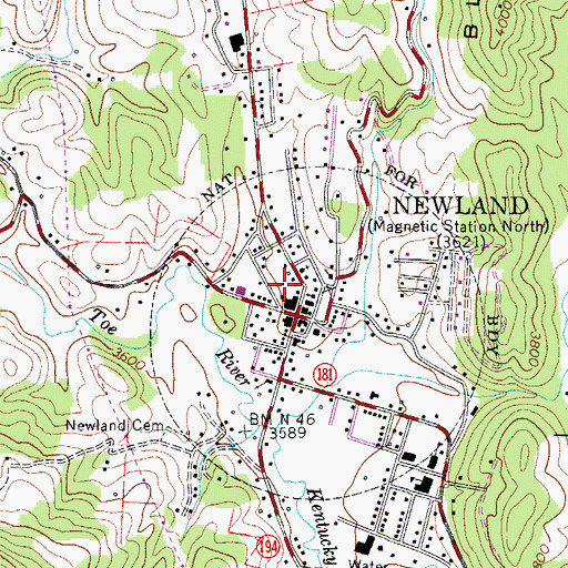 Topographic Map of Avery County Emergency Medical Services - Newland, NC