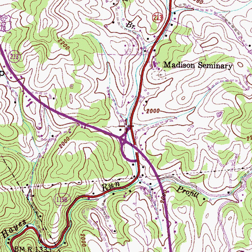 Topographic Map of Madison County Ambulance Service, NC