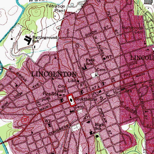 Topographic Map of Lincoln County Lifesaving Crew, NC