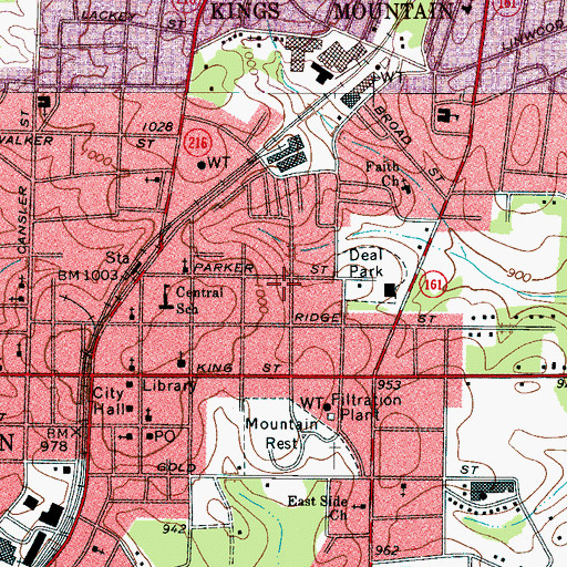 Topographic Map of Cleveland County Lifesaving and Rescue, NC