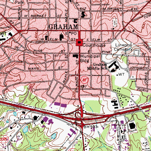 Topographic Map of Alamance County Rescue Unit, NC