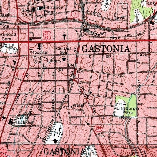 Topographic Map of Gaston Lifesaving Crew, NC