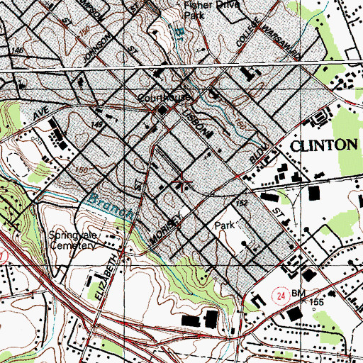 Topographic Map of Clinton - Sampson Rescue and Emergency Medical Services, NC
