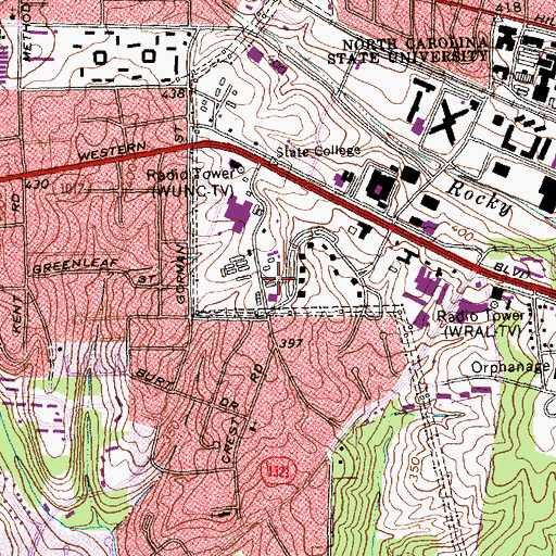 Topographic Map of Wake County Emergency Medical Services Station 8, NC