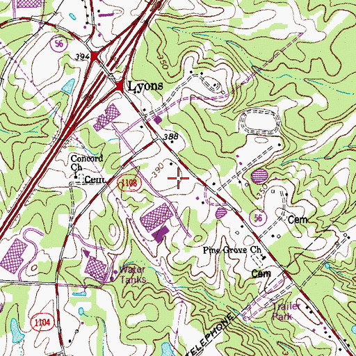 Topographic Map of Granville County Emergency Medical Services Station 4, NC