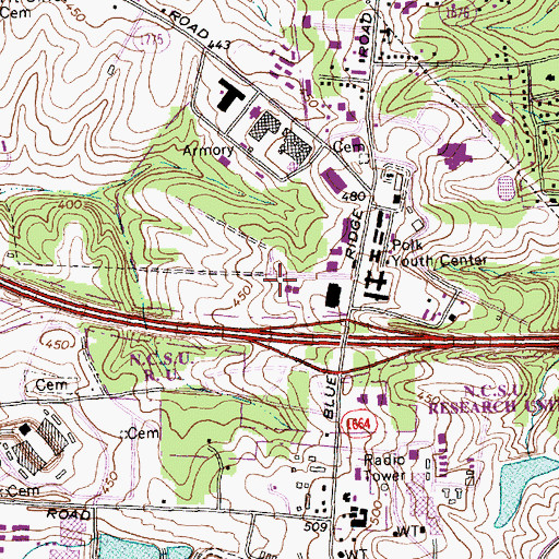 Topographic Map of Wake County Emergency Medical Services Station 4, NC