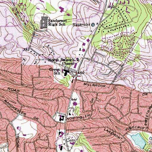 Topographic Map of Wake County Emergency Medical Services Station 3, NC