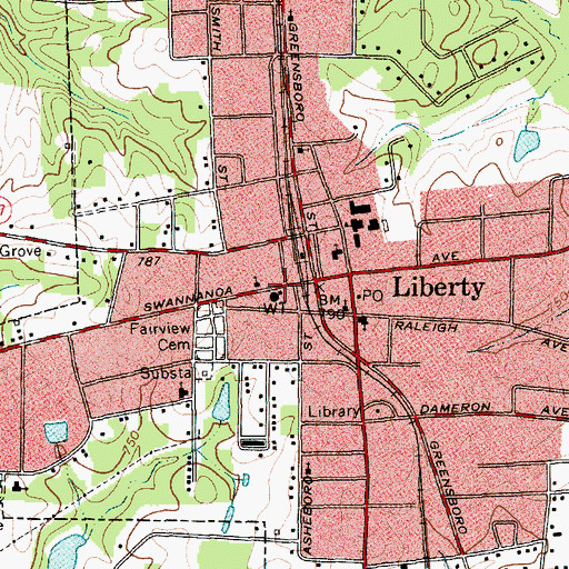 Topographic Map of Randolph County Emergency Medical Services - Liberty, NC