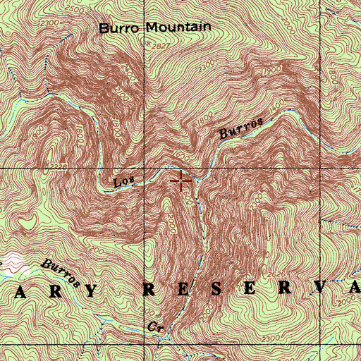 Topographic Map of Little Burros Creek, CA
