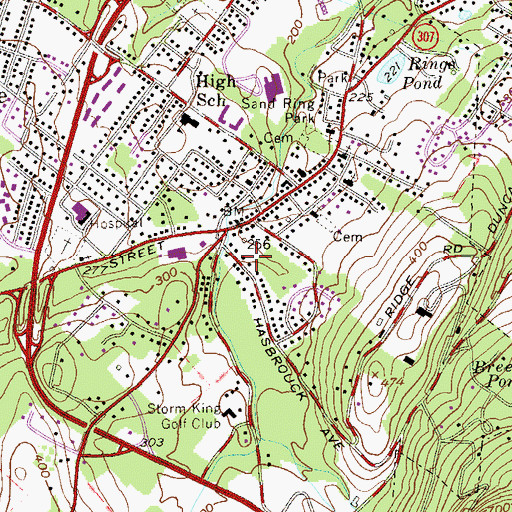 Topographic Map of Cornwall Volunteer Ambulance Corps, NY