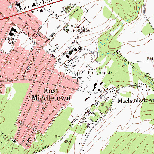 Topographic Map of Elliott's Middletown Ambulance Service, NY