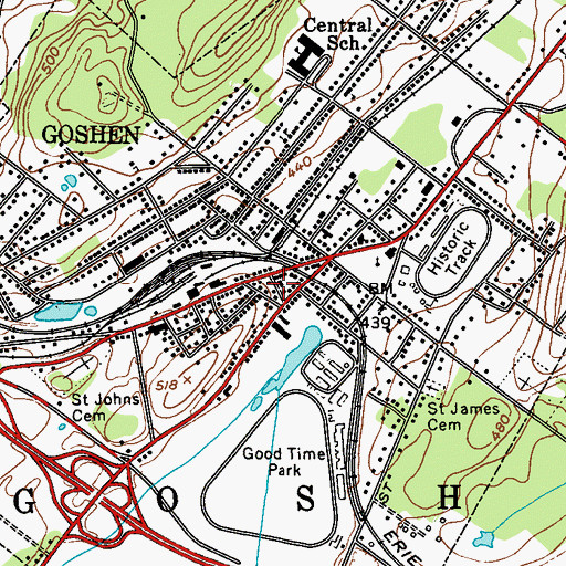 Topographic Map of Goshen Volunteer Ambulance Corps, NY