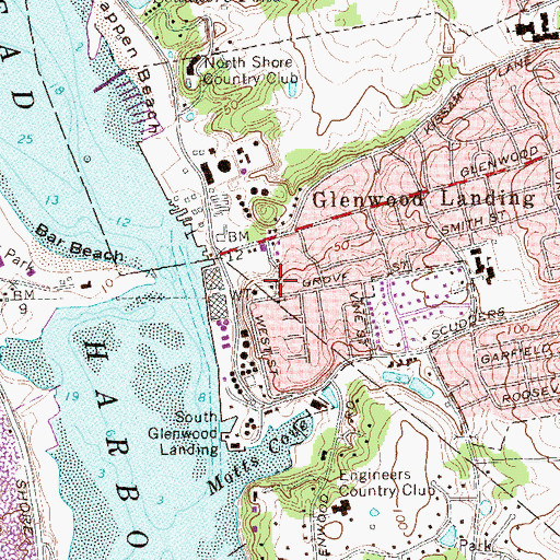 Topographic Map of Glenwood Landing Fire Station, NY