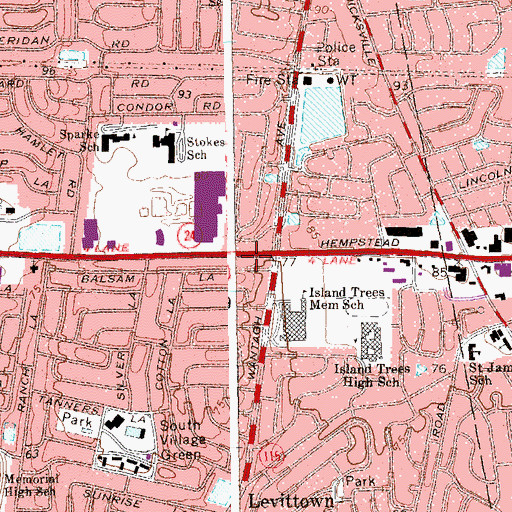 Topographic Map of Wantagh Levittown Volunteer Ambulance, NY