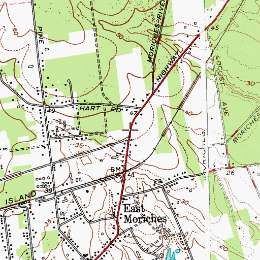 Topographic Map of East Moriches Community Ambulance Service, NY