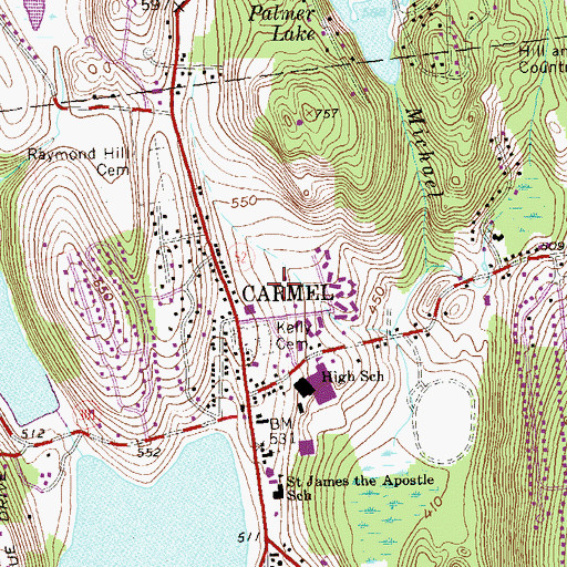 Topographic Map of Carmel Volunteer Ambulance Corps, NY