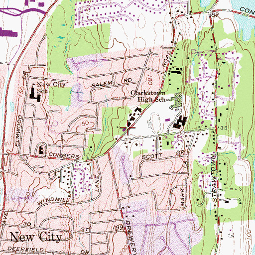 Topographic Map of New City Volunteer Ambulance Corps Rescue Squad, NY