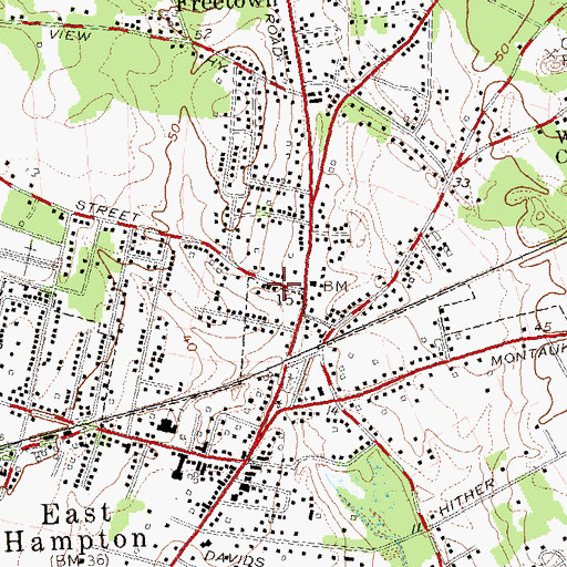 Topographic Map of East Hampton Village Ambulance Service, NY