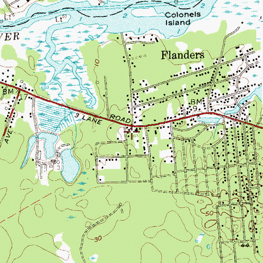 Topographic Map of Flanders Northampton Volunteer Ambulance Service, NY
