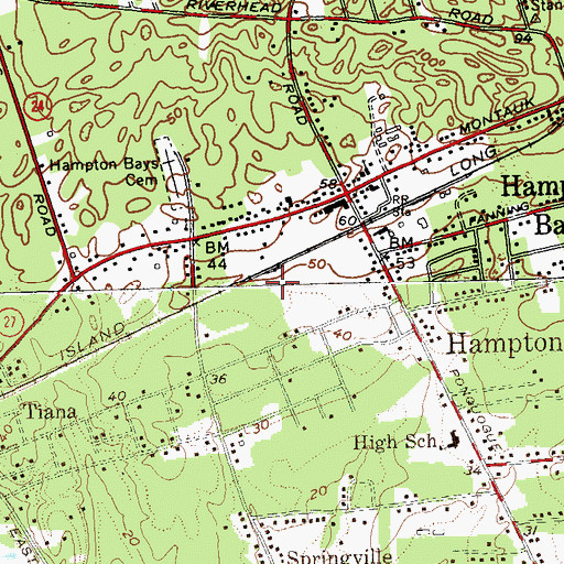 Topographic Map of Hampton Bays Volunteer Ambulance, NY