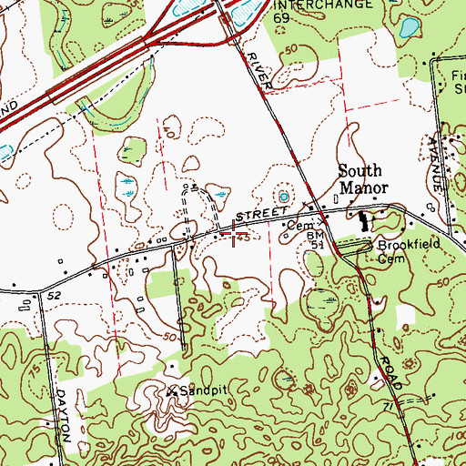 Topographic Map of Manorville Community Ambulance Service, NY