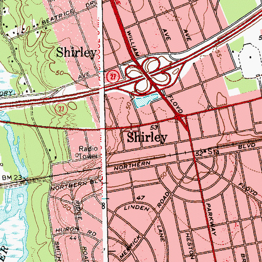 Topographic Map of Shirley Community Ambulance, NY