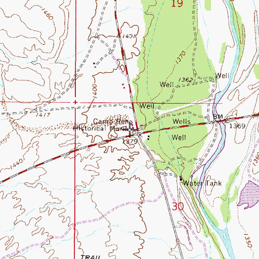Topographic Map of Camp Reno Historical Marker, AZ