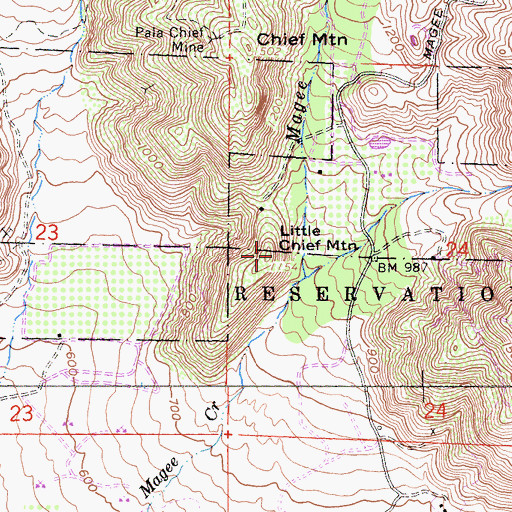 Topographic Map of Little Chief Mountain, CA