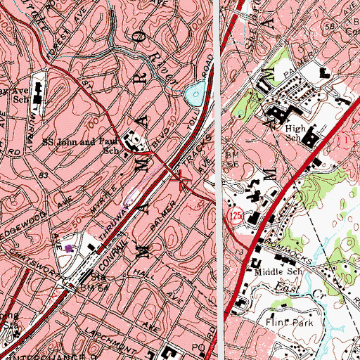 Topographic Map of Larchmont Mamaroneck Volunteer Ambulance Corps, NY