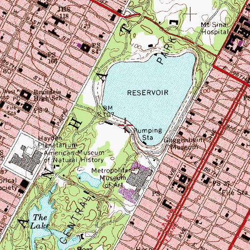 Topographic Map of Central Park Medical Unit, NY