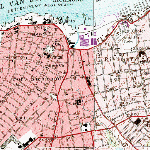 Topographic Map of Richmond County Ambulance Service, NY