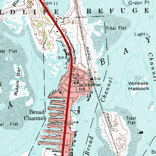 Topographic Map of Broad Channel Volunteer Fire Department and Ambulance Corp, NY