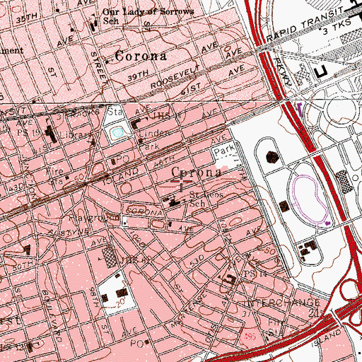 Topographic Map of Corona Community Volunteer Ambulance Corps, NY
