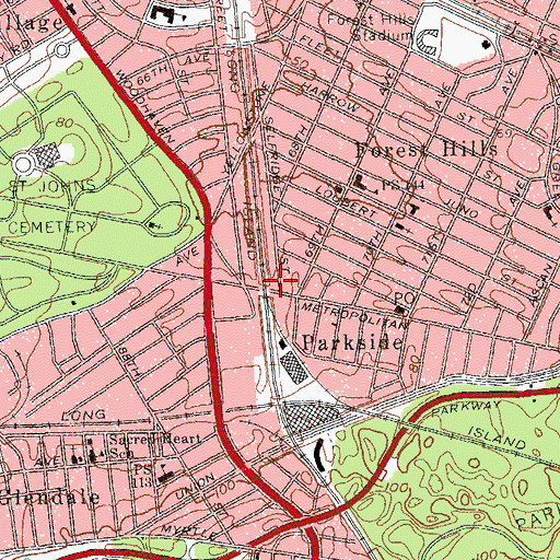 Topographic Map of Forest Hills Volunteer Ambulance Corps, NY