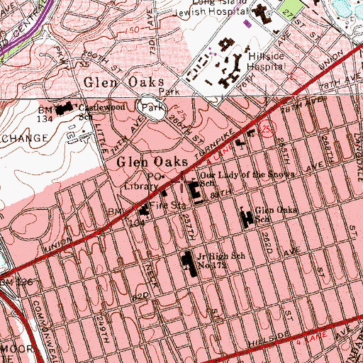 Topographic Map of Glen Oaks Volunteer Ambulance Corps, NY
