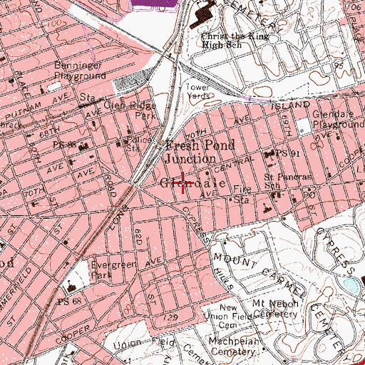 Topographic Map of Glendale Volunteer Ambulance Corps, NY