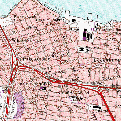 Topographic Map of Whitestone Community Volunteer Ambulance Service, NY