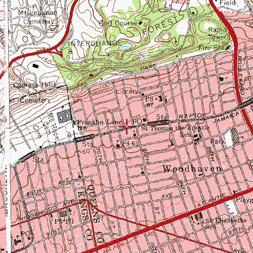 Topographic Map of Woodhaven Richmond Hill Volunteer Ambulance Corps, NY