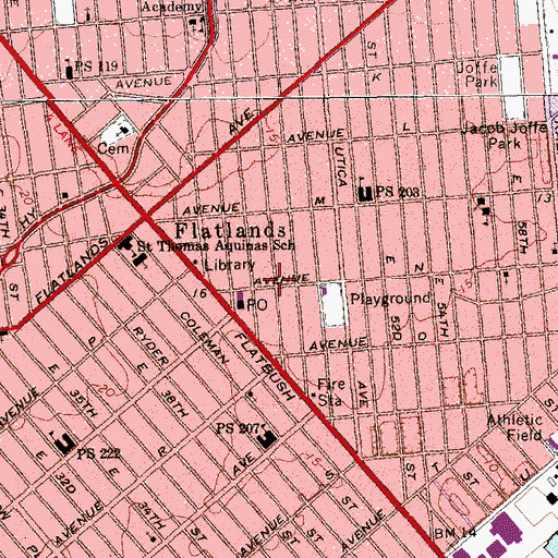 Topographic Map of Flatlands Volunteer Ambulance, NY